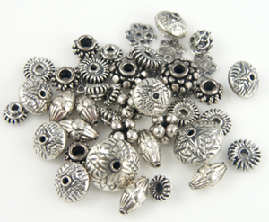 sterling silver bali bead mix - mix of different styles of bali beads